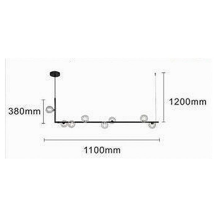 Trade Shop - Lampadario 8 Sfere G9 In Vetro Da Soffitto In Metallo Nero Design Moderno 71621         