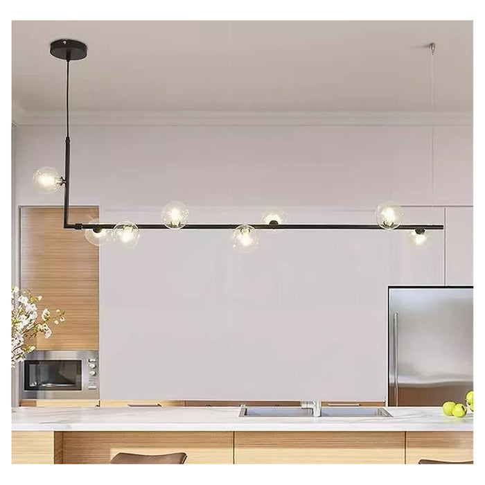 Trade Shop - Lampadario 8 Sfere G9 In Vetro Da Soffitto In Metallo Nero Design Moderno 71621         