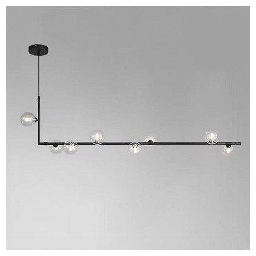 Trade Shop - Lampadario 8 Sfere G9 In Vetro Da Soffitto In Metallo Nero Design Moderno 71621         