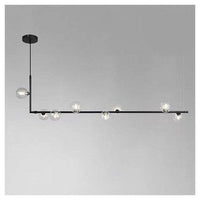 Trade Shop - Lampadario 8 Sfere G9 In Vetro Da Soffitto In Metallo Nero Design Moderno 71621         