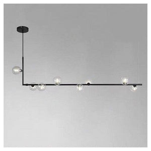 Trade Shop - Lampadario 8 Sfere G9 In Vetro Da Soffitto In Metallo Nero Design Moderno 71621         