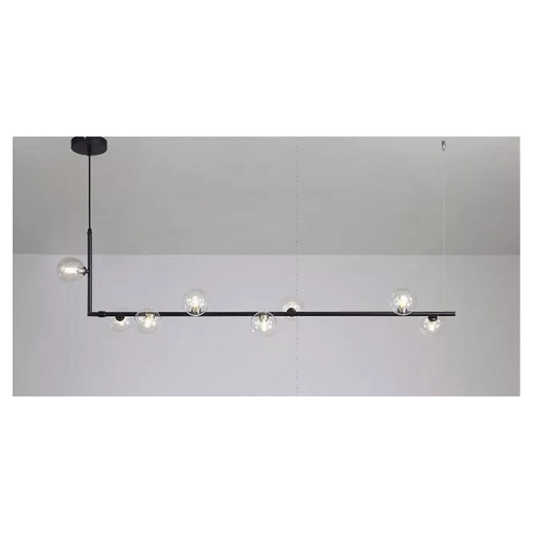 Trade Shop - Lampadario 8 Sfere G9 In Vetro Da Soffitto In Metallo Nero Design Moderno 71621         