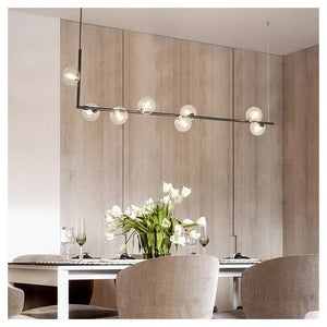 Trade Shop - Lampadario 8 Sfere G9 In Vetro Da Soffitto In Metallo Oro Design Moderno 71638         