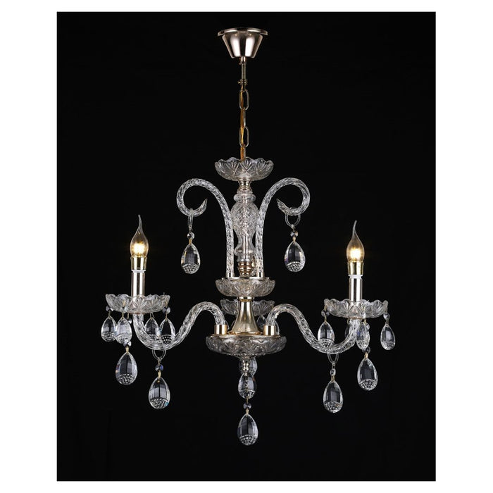 Trade Shop - Lampadario A 3 Bracci Classico A Sospensione Lampada Impero Barocco Cristalli 92471         