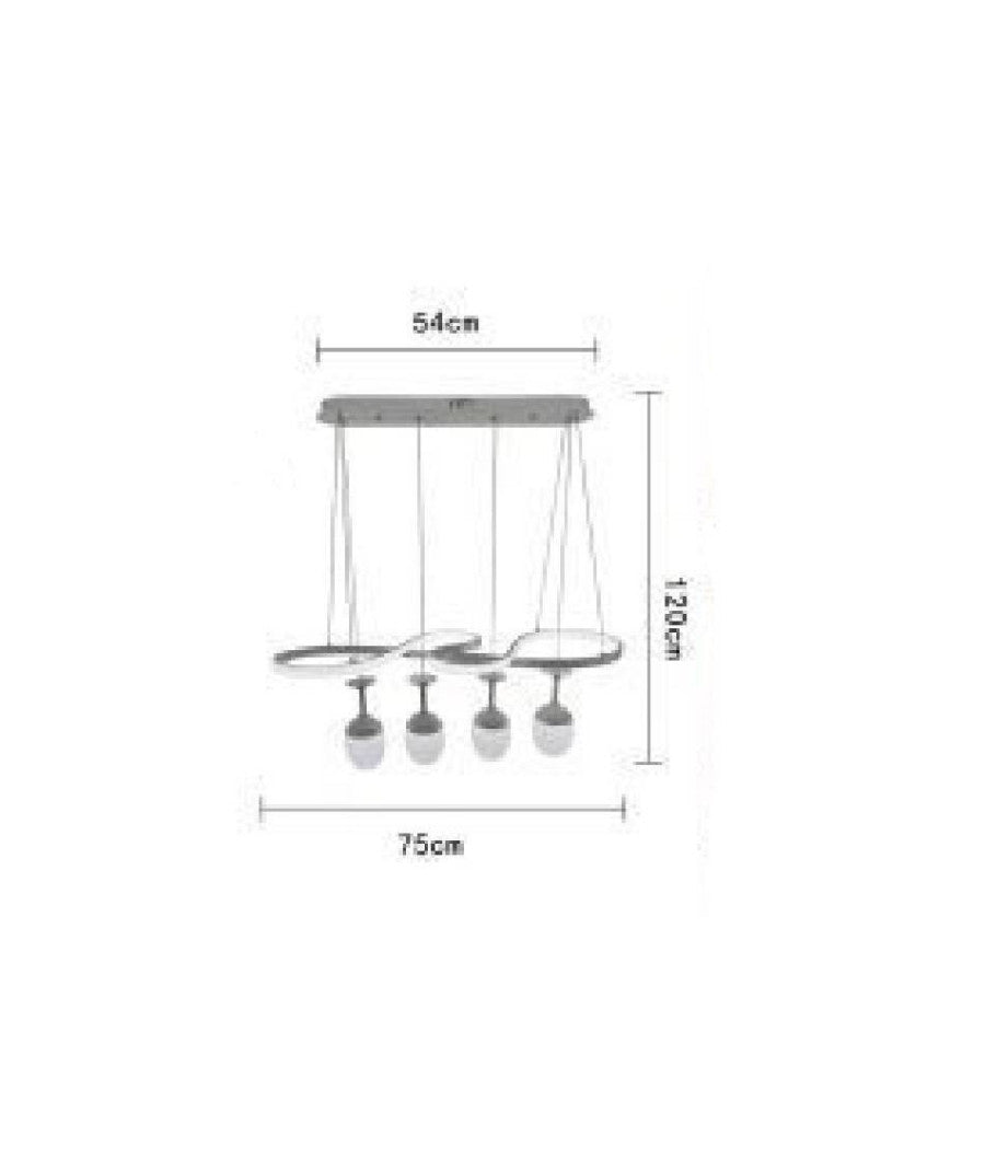 Lampadario A Led Curve Bianco 4 Punti Luce 68 Watt Luce 3000k 4000k 6500k Lp-24b         