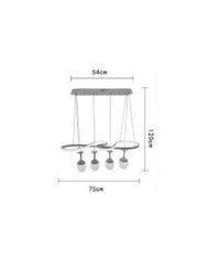 Lampadario A Led Curve Bianco 4 Punti Luce 68 Watt Luce 3000k 4000k 6500k Lp-24b         