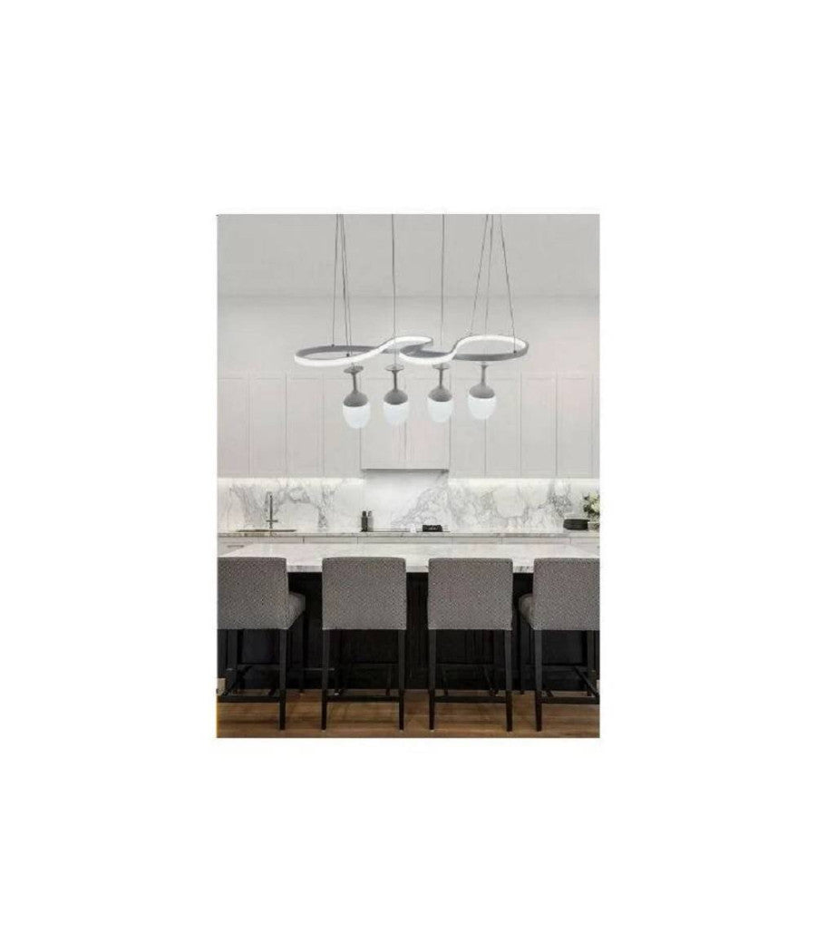 Lampadario A Led Curve Bianco 4 Punti Luce 68 Watt Luce 3000k 4000k 6500k Lp-24b         