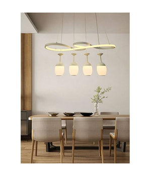 Lampadario A Led Curve Bianco 4 Punti Luce 68 Watt Luce 3000k 4000k 6500k Lp-24b         