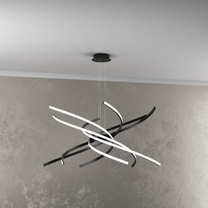 Lampadario a Led Moderno Top Light Tornado 69W 4450LM 1163/S80 Nero