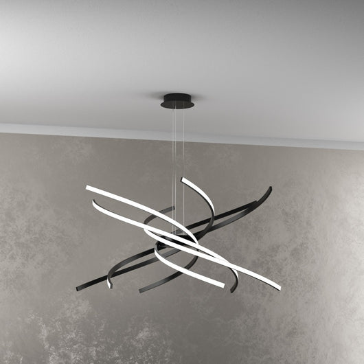 Lampadario a Led Moderno Top Light Tornado 69W 4450LM 1163/S80 Nero