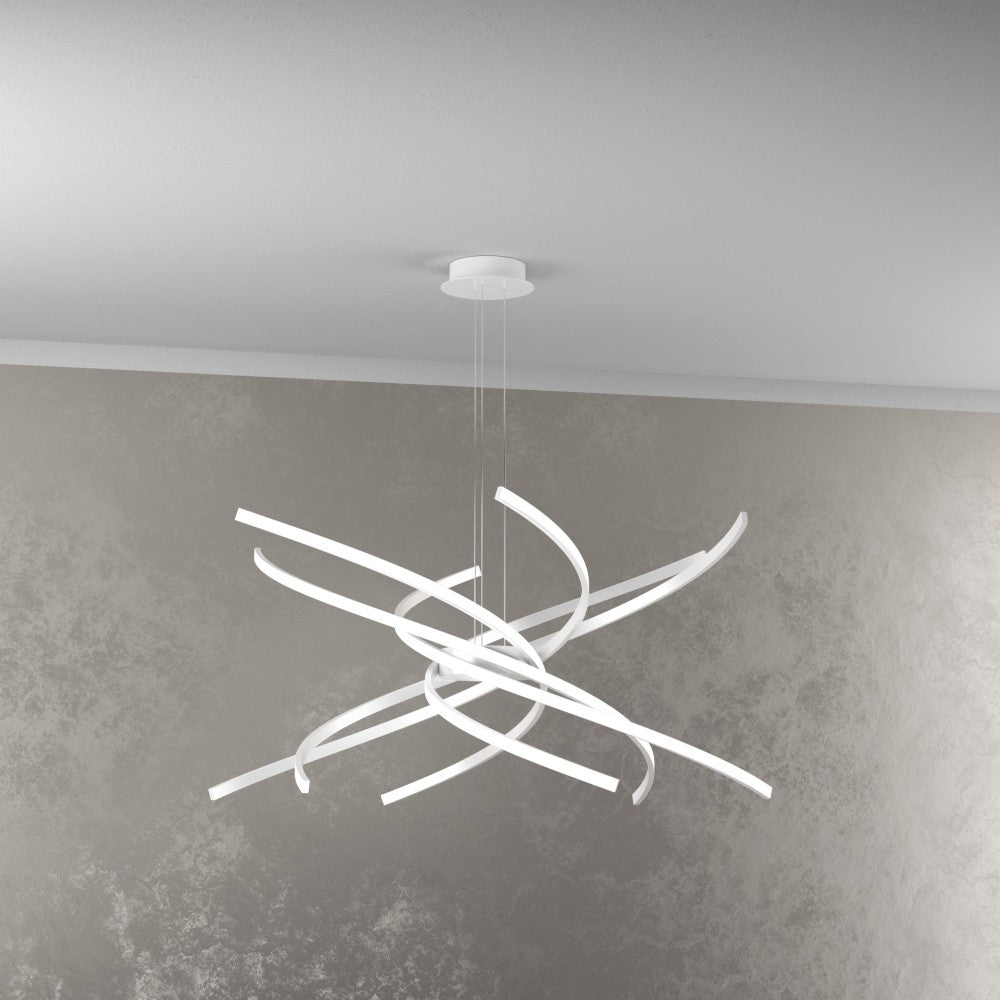 Lampadario a Led Moderno Top Light Tornado 69W 4450LM 1163/S80 Bianco