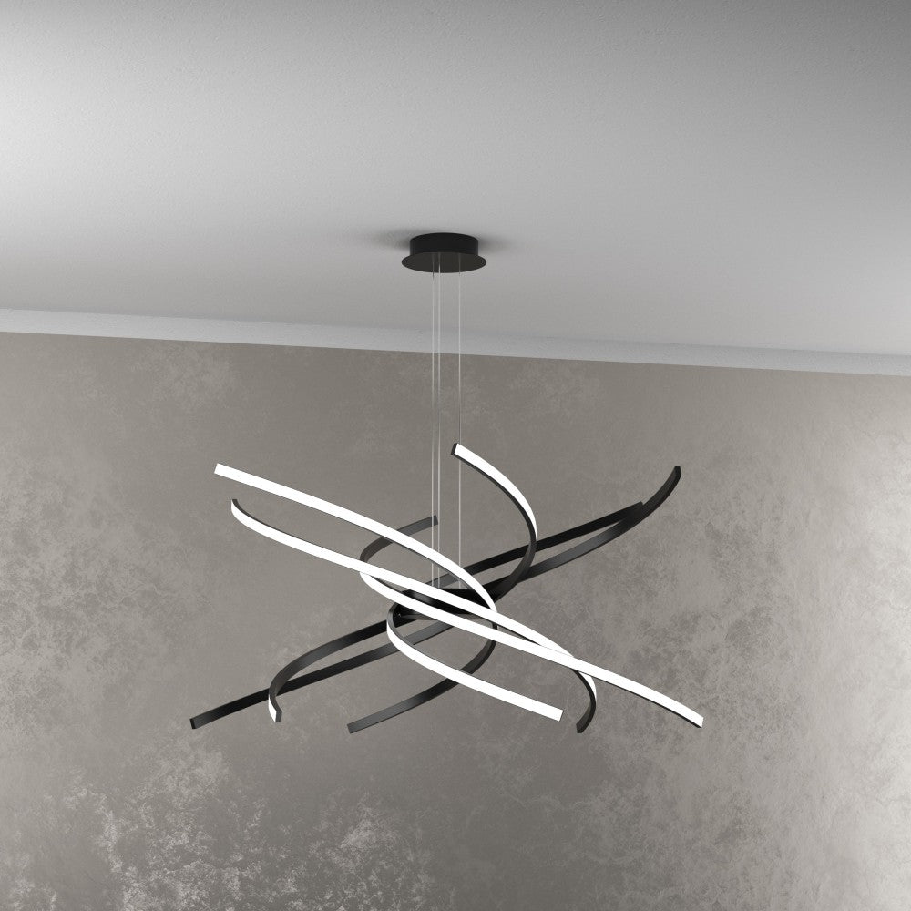 Lampadario a Led Moderno Top Light Tornado 69W 4450LM 1163/S80 Nero