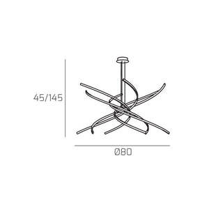 Lampadario a Led Moderno Top Light Tornado 69W 4450LM 1163/S80 Nero