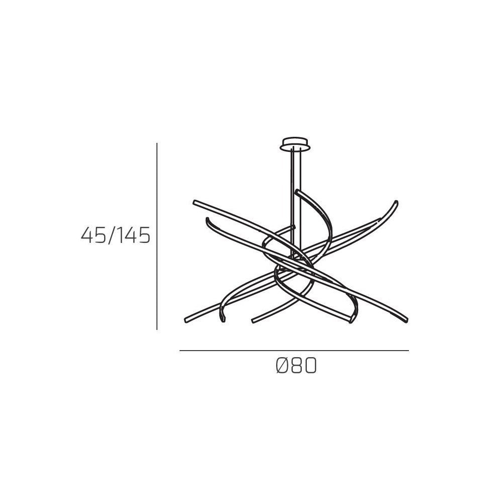Lampadario a Led Moderno Top Light Tornado 69W 4450LM 1163/S80 Bianco