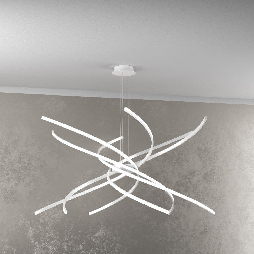 Lampadario a Led Moderno Top Light Tornado 88W 5950LM 1163/S100 Bianco