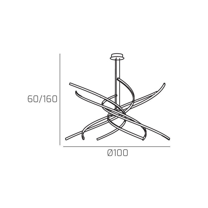 Lampadario a Led Moderno Top Light Tornado 88W 5950LM 1163/S100 Nero