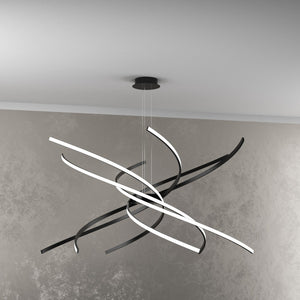 Lampadario a Led Moderno Top Light Tornado 88W 5950LM 1163/S100 Nero