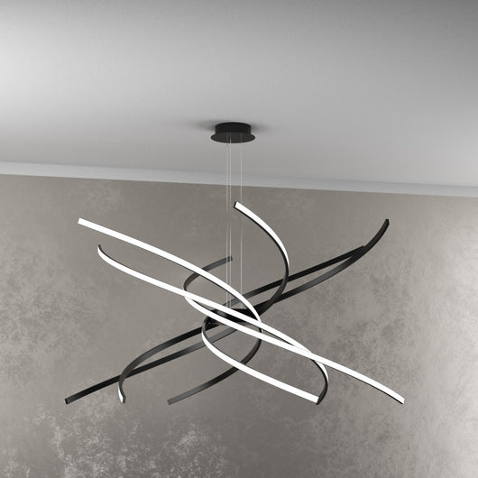 Lampadario a Led Moderno Top Light Tornado 88W 5950LM 1163/S100 Nero