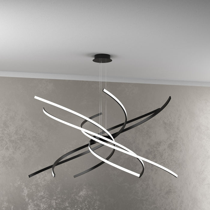 Lampadario a Led Moderno Top Light Tornado 88W 5950LM 1163/S100 Nero