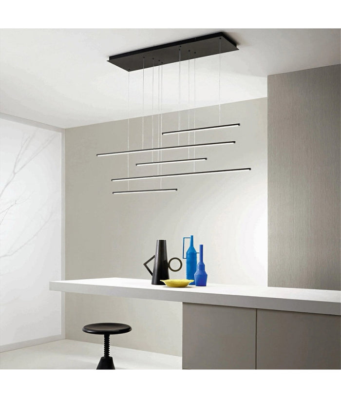 Lampadario A Sospensione 38w A Led Design Minimal 3 Colorazione Di Luce Lp-43-3c  Nero       