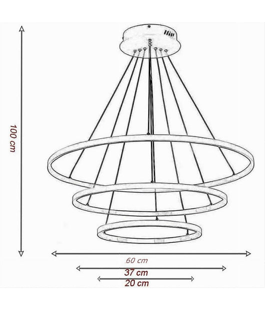 Lampadario A Sospensione 51 W Led Forma Pianeta Bianco 3 Colorazione Luce A64-3c         