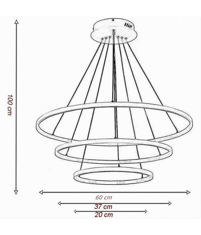 Lampadario A Sospensione 51 W Led Forma Pianeta Bianco 3 Colorazione Luce A64-3c         