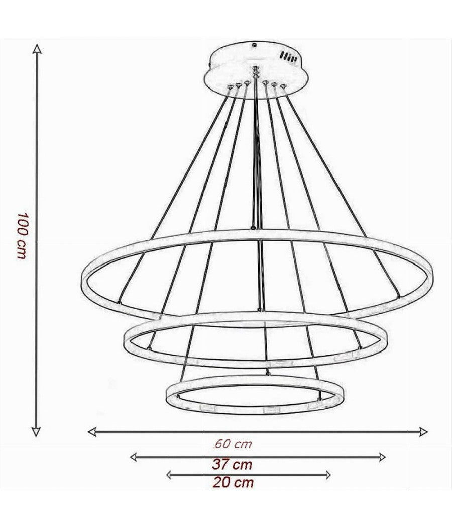 Lampadario A Sospensione 51 W Led Forma Pianeta Bianco 3 Colorazione Luce A64-3c         