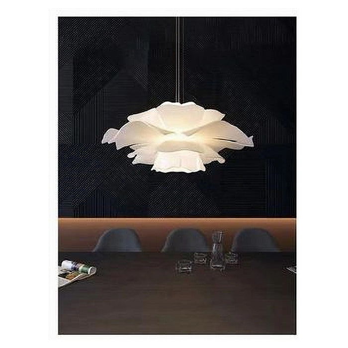 Trade Shop - Lampadario A Sospensione A Forma Di Fiore Petali Bianco Luce Attacco E27 Ip20 71607         