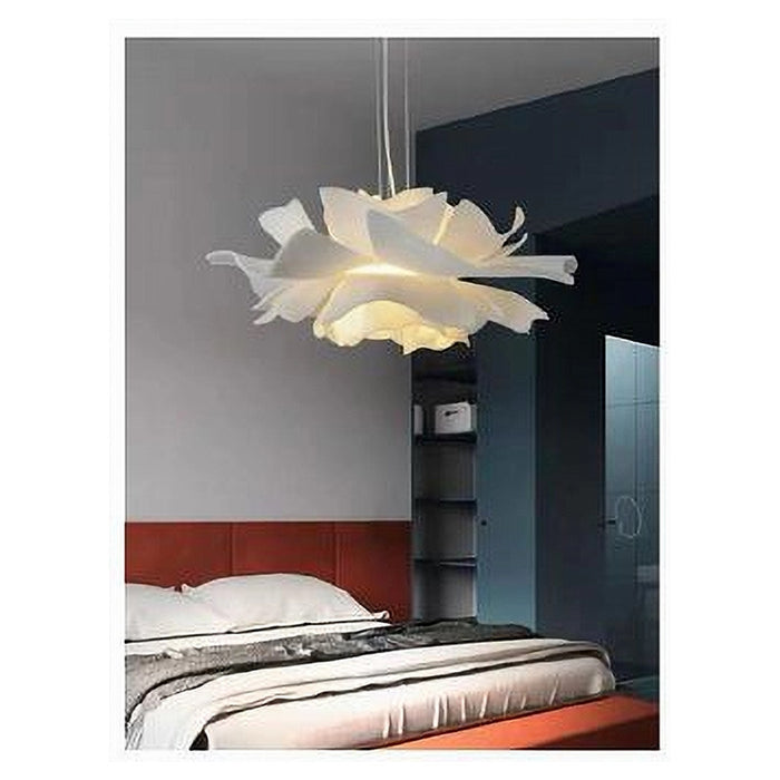 Trade Shop - Lampadario A Sospensione A Forma Di Fiore Petali Bianco Luce Attacco E27 Ip20 71607         