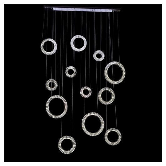 Trade Shop - Lampadario A Sospensione Ad Anelli Alternati In Cristallo 420 W Luce 4000k 01917         