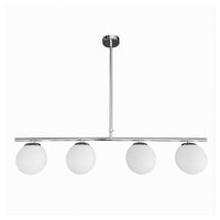 Trade Shop - Lampadario A Sospensione Argento Con 4 Sfere Bolle Bianche In Vetro Attacco G9 33924         