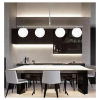 Trade Shop - Lampadario A Sospensione Argento Con 4 Sfere Bolle Bianche In Vetro Attacco G9 33924         