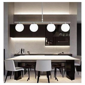 Trade Shop - Lampadario A Sospensione Argento Con 4 Sfere Bolle Bianche In Vetro Attacco G9 33924         