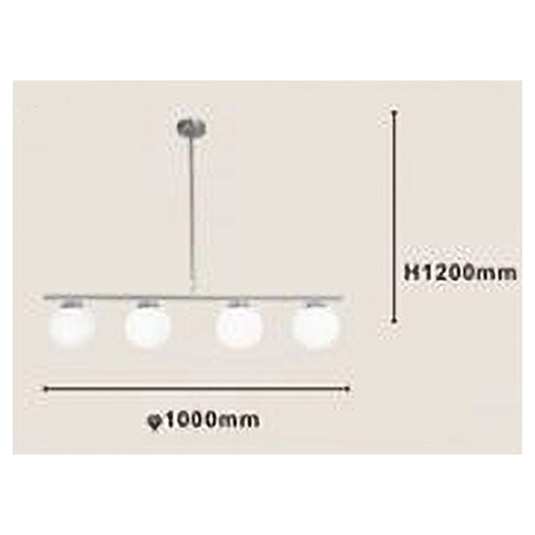 Trade Shop - Lampadario A Sospensione Argento Con 4 Sfere Bolle Bianche In Vetro Attacco G9 33924         