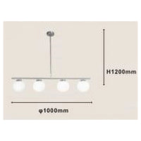 Trade Shop - Lampadario A Sospensione Argento Con 4 Sfere Bolle Bianche In Vetro Attacco G9 33924         