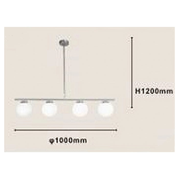 Trade Shop - Lampadario A Sospensione Argento Con 4 Sfere Bolle Bianche In Vetro Attacco G9 33924         