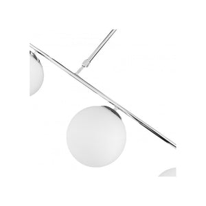 Trade Shop - Lampadario A Sospensione Argento Con 4 Sfere Bolle Bianche In Vetro Attacco G9 33924         