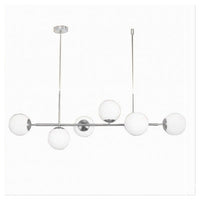 Trade Shop - Lampadario A Sospensione Argento Con 6 Sfere Bolle Bianche In Vetro Attacco G9 33733         