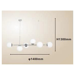 Trade Shop - Lampadario A Sospensione Argento Con 6 Sfere Bolle Bianche In Vetro Attacco G9 33733         