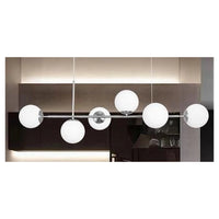 Trade Shop - Lampadario A Sospensione Argento Con 6 Sfere Bolle Bianche In Vetro Attacco G9 33733         
