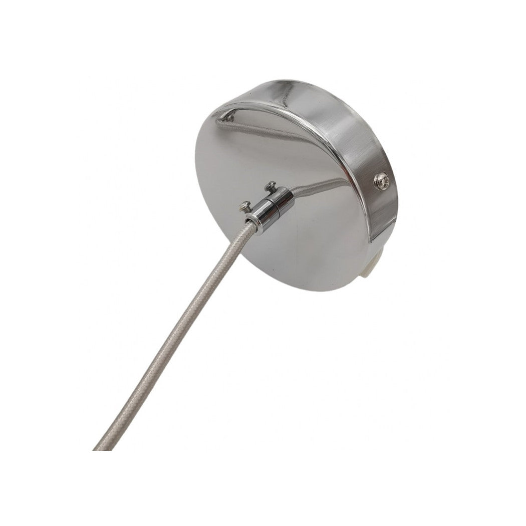 Trade Shop - Lampadario A Sospensione Attacco E27 Argento Con Sfera Vetro Moderno Minimal 33474         