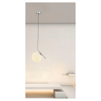Trade Shop - Lampadario A Sospensione Attacco E27 Argento Con Sfera Vetro Moderno Minimal 33474         