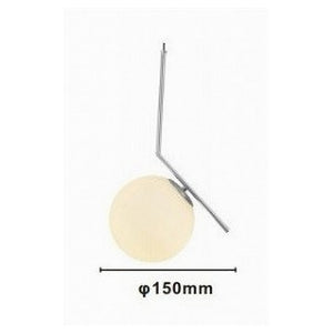 Trade Shop - Lampadario A Sospensione Attacco E27 Argento Con Sfera Vetro Moderno Minimal 33474         