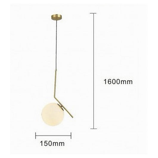 Trade Shop - Lampadario A Sospensione Attacco E27 Oro Con Sfera In Vetro Moderno Minimal 32828         
