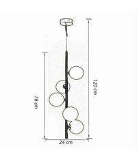 Lampadario A Sospensione Bronzo 5 Sfere Lampada Soffitto Con Stelo Verticale A95         