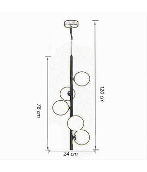 Lampadario A Sospensione Bronzo 5 Sfere Lampada Soffitto Con Stelo Verticale A95         