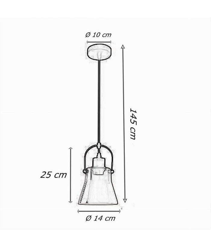 Lampadario A Sospensione Con Paralume In Vetro Lampada Moderna Attacco E27 Lp-90         
