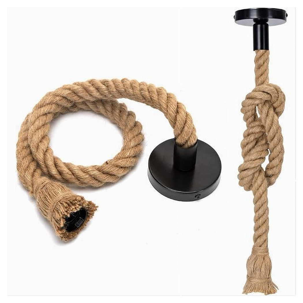 Trade Shop - Lampadario A Sospensione Da 3 Mt Corda Di Canapa Portalampada Attacco E27 582963         