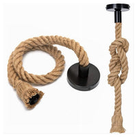 Trade Shop - Lampadario A Sospensione Da 3 Mt Corda Di Canapa Portalampada Attacco E27 582963         