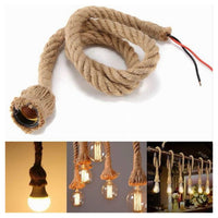 Trade Shop - Lampadario A Sospensione Da 3 Mt Corda Di Canapa Portalampada Attacco E27 582963         
